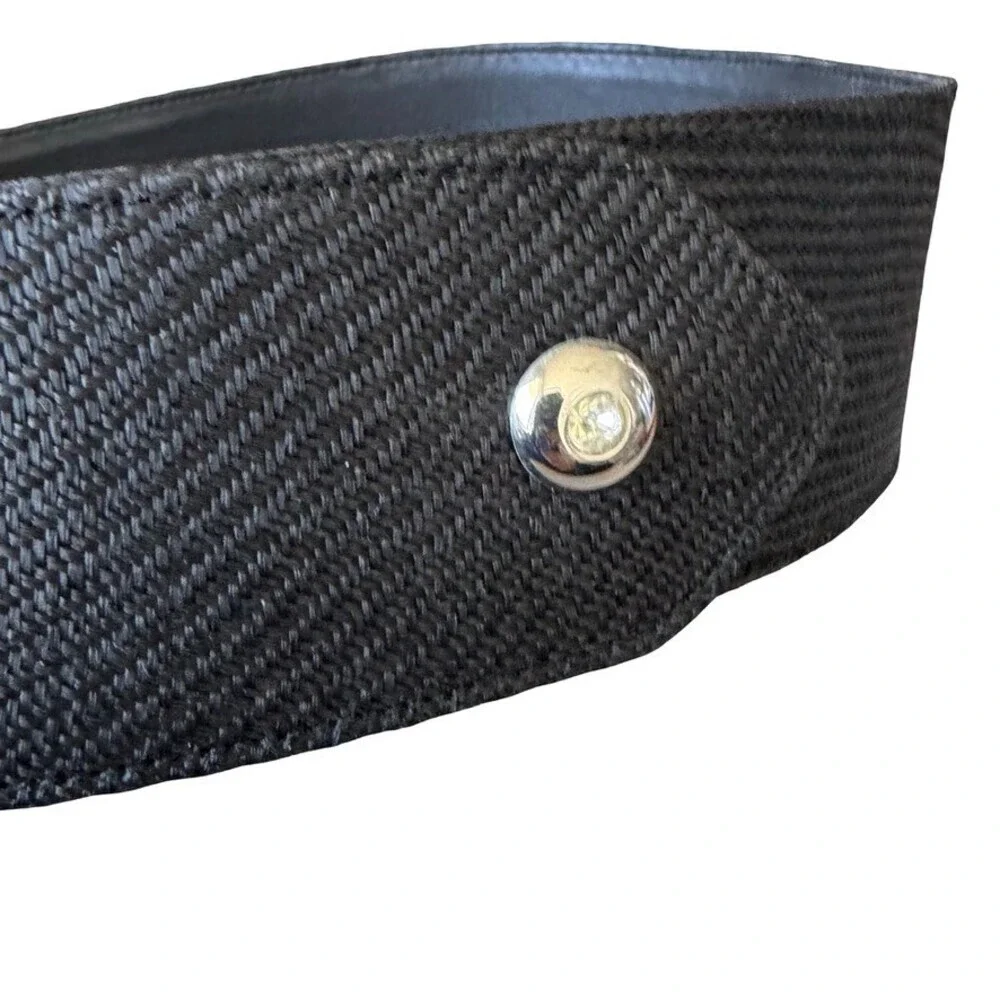 Vintage Valentino Night Black Beaded Fabric Leather Waist Belt xs 80s